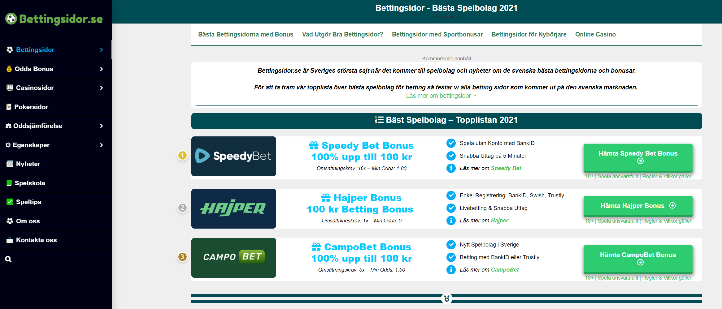Svenska bettingsidor online Hugo 14067